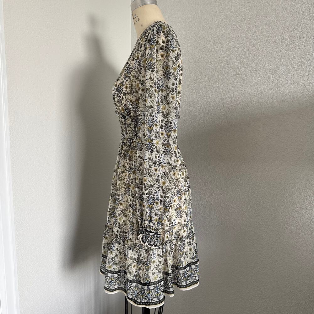 Max Studio | NWOT BOHO Style Long Sleeve Smocked Waist Fit & Flare Dress Size XS - Picture 4 of 9